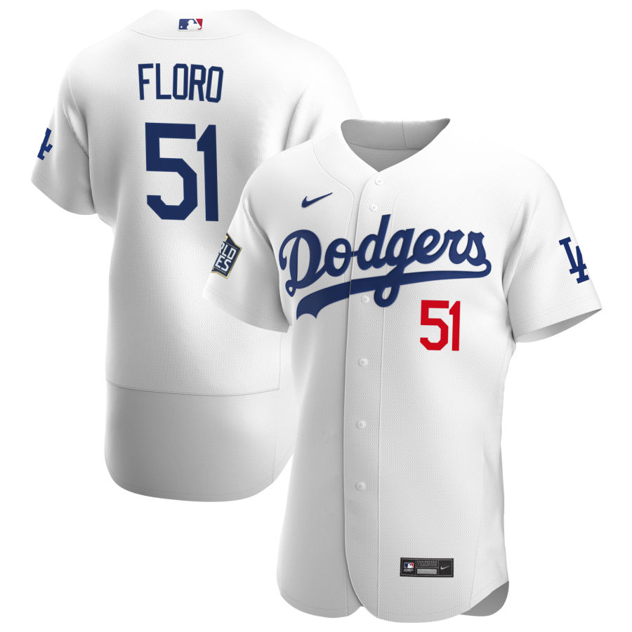 Los Angeles Dodgers #51 Dylan Floro Men Nike White Home 2020 World Series Champions Authentic Player MLB Jersey->los angeles dodgers->MLB Jersey